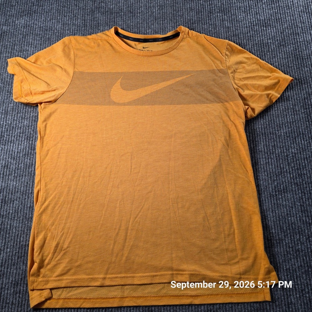 Nike Dri-FIT Mens Large Orange Swoosh Graphic Performance Training T-Shirt